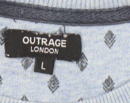 Mens UK Size L Outrage London Blue Pullover Sweatshirt