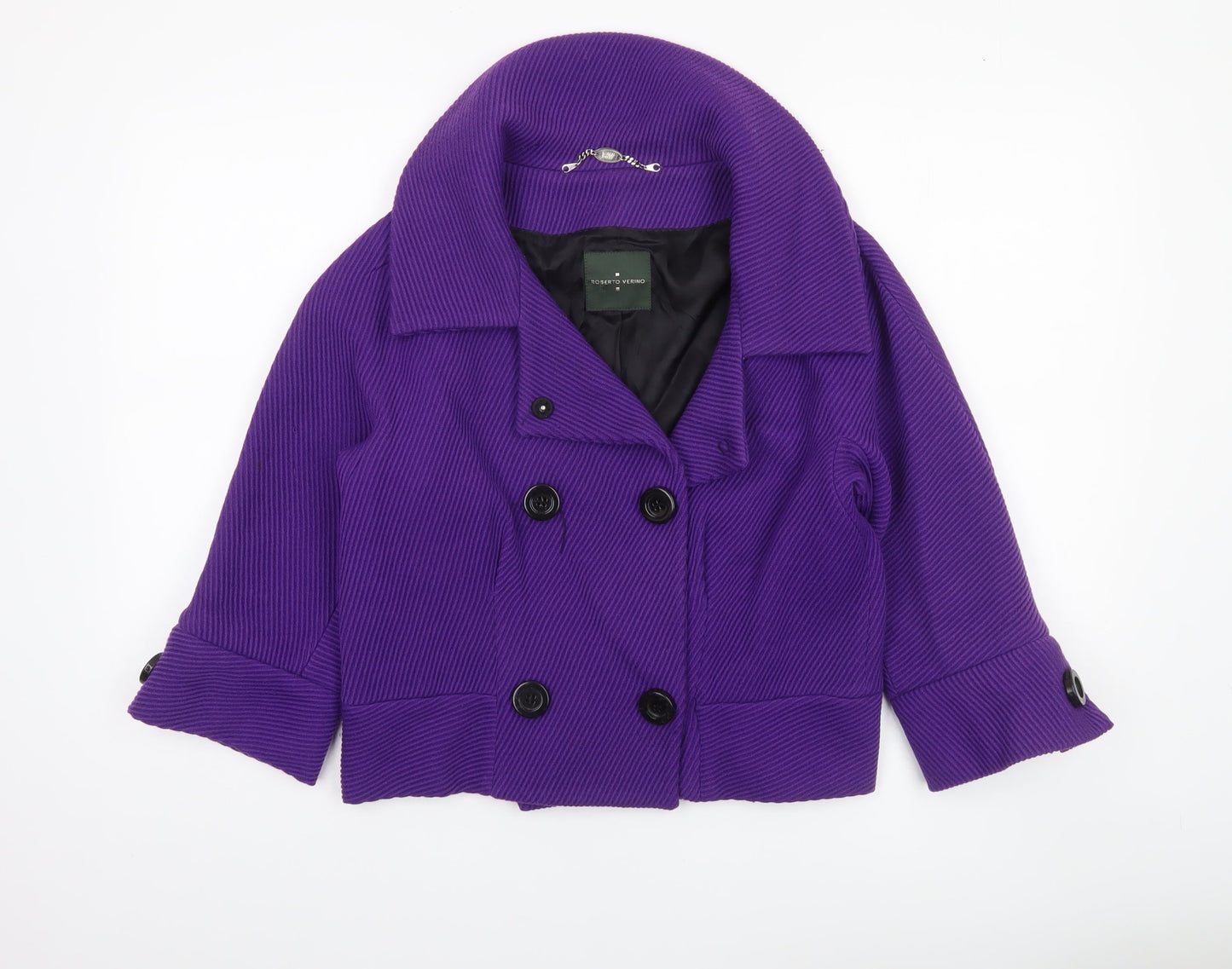 Womens UK Size 12 Roberto Verino Purple Pea Coat