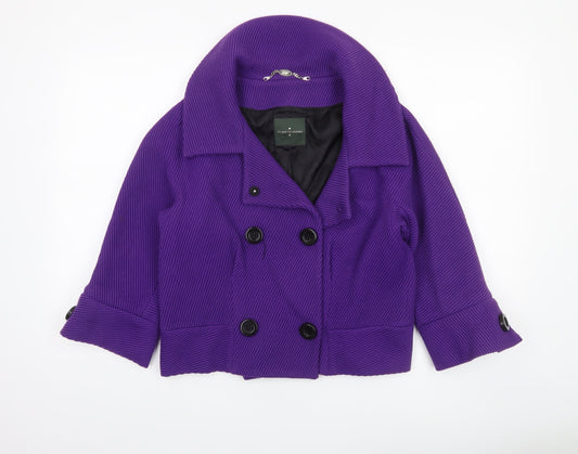 Womens UK Size 12 Roberto Verino Purple Pea Coat