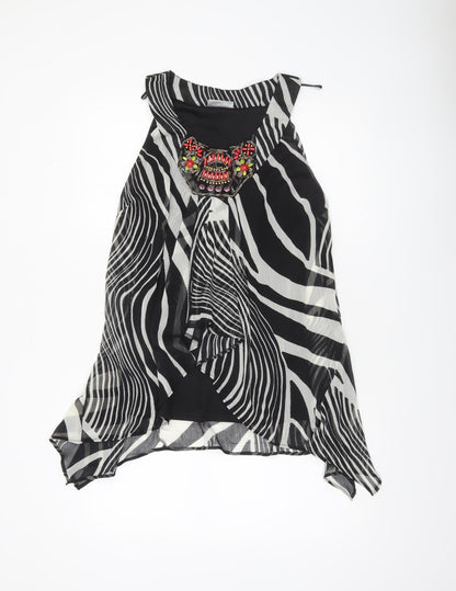 Womens UK Size M Wallis Black Tunic Blouse