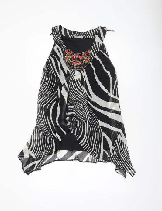 Womens UK Size M Wallis Black Tunic Blouse
