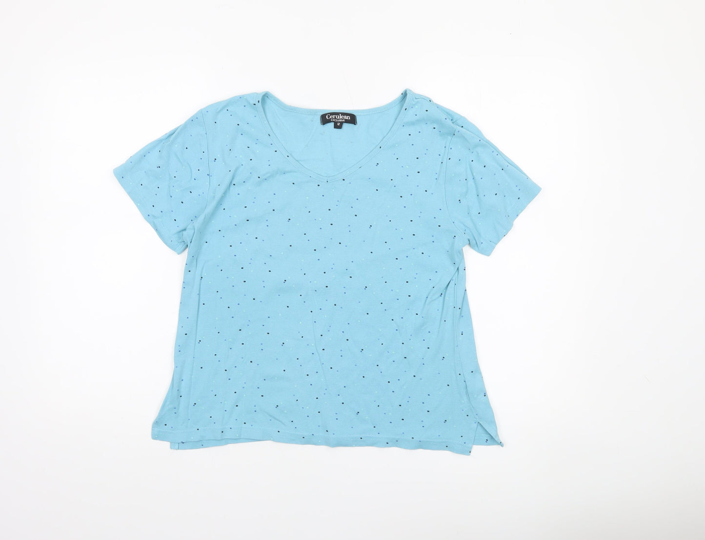 Womens UK Size 12 Cerulean Blue Basic T-Shirt