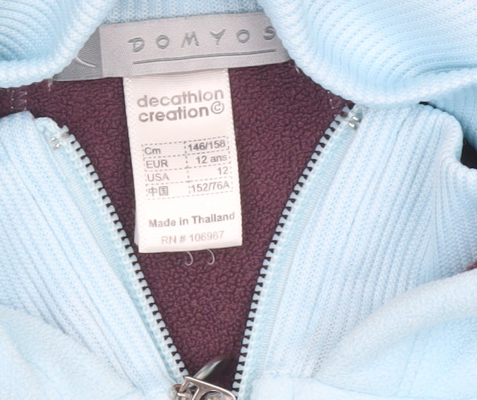 Girls UK Size 12 Years DOMYOS Blue Full Zip Hoodie