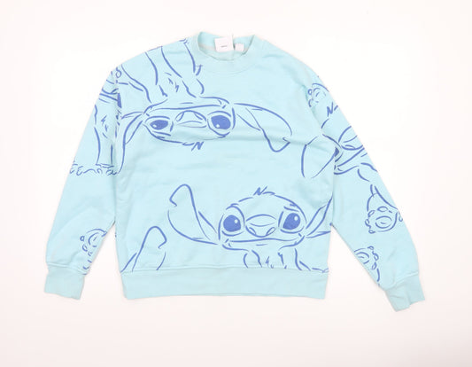 Womens UK Size 2XS Disney Blue Pullover Sweatshirt