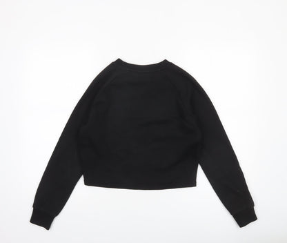ELLE Girls Black Crew Neck Pullover Sweatshirt 12-13 Years Cotton Blend