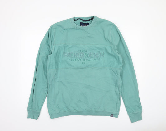 Mens UK Size L Weird Fish Green Pullover Sweatshirt