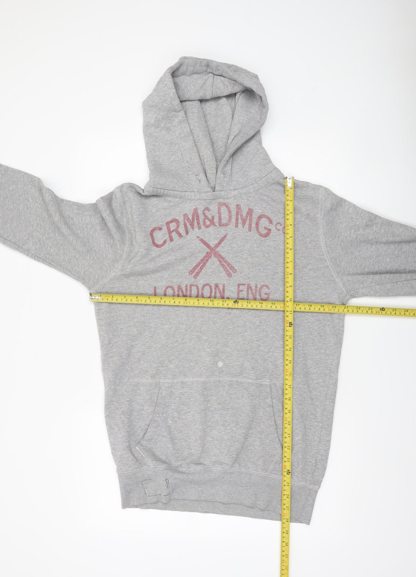 Mens UK Size L Criminal Damage Grey Pullover Hoodie