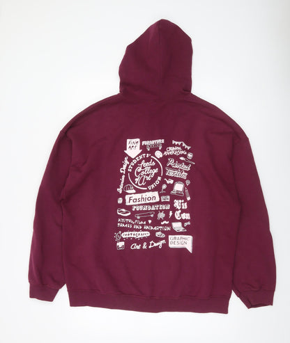 Womens UK Size XL Gildan Red Full Zip Hoodie
