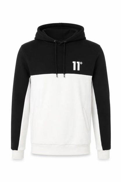 11 Degrees Men'S Black White Pullover Hoodie Xs Regular Fit