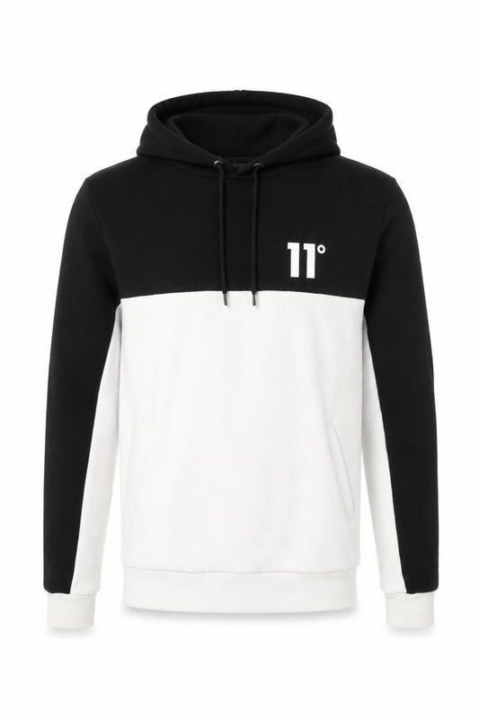 11 Degrees Men'S Black White Pullover Hoodie Xs Regular Fit