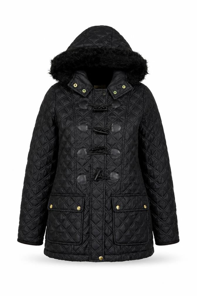 Womens UK Size 8 New Look Black Quilted Coat