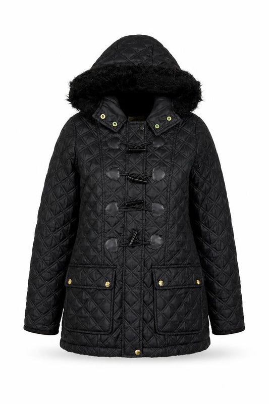 Womens UK Size 8 New Look Black Quilted Coat