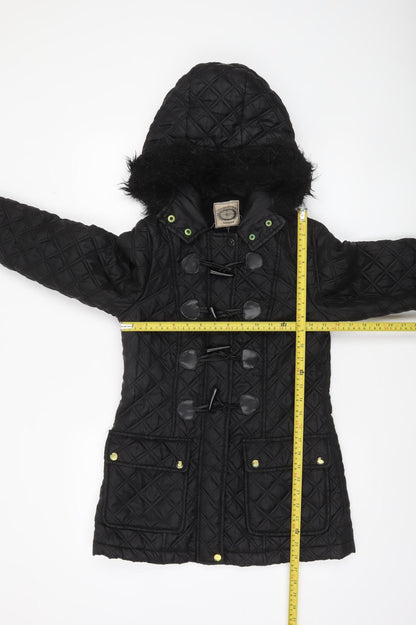 Womens UK Size 8 New Look Black Quilted Coat