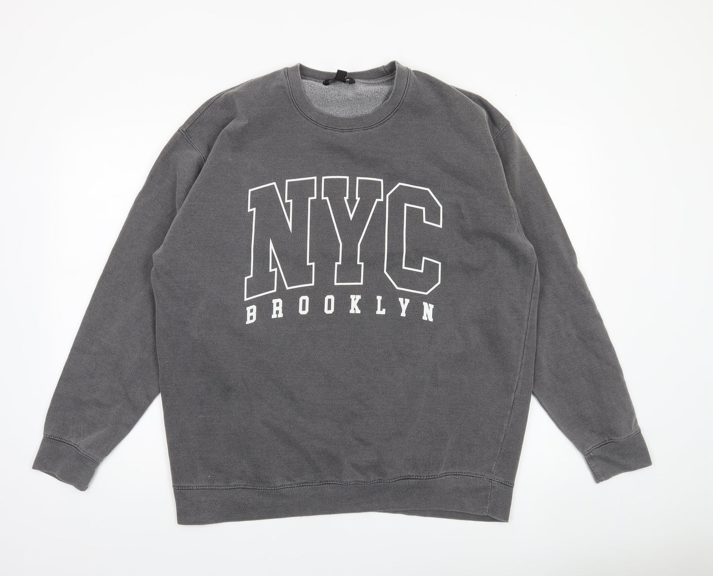 Mens UK Size L QED London Grey Pullover Sweatshirt
