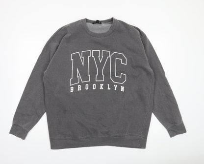 Mens UK Size L QED London Grey Pullover Sweatshirt