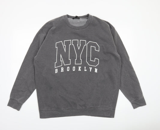 Mens UK Size L QED London Grey Pullover Sweatshirt