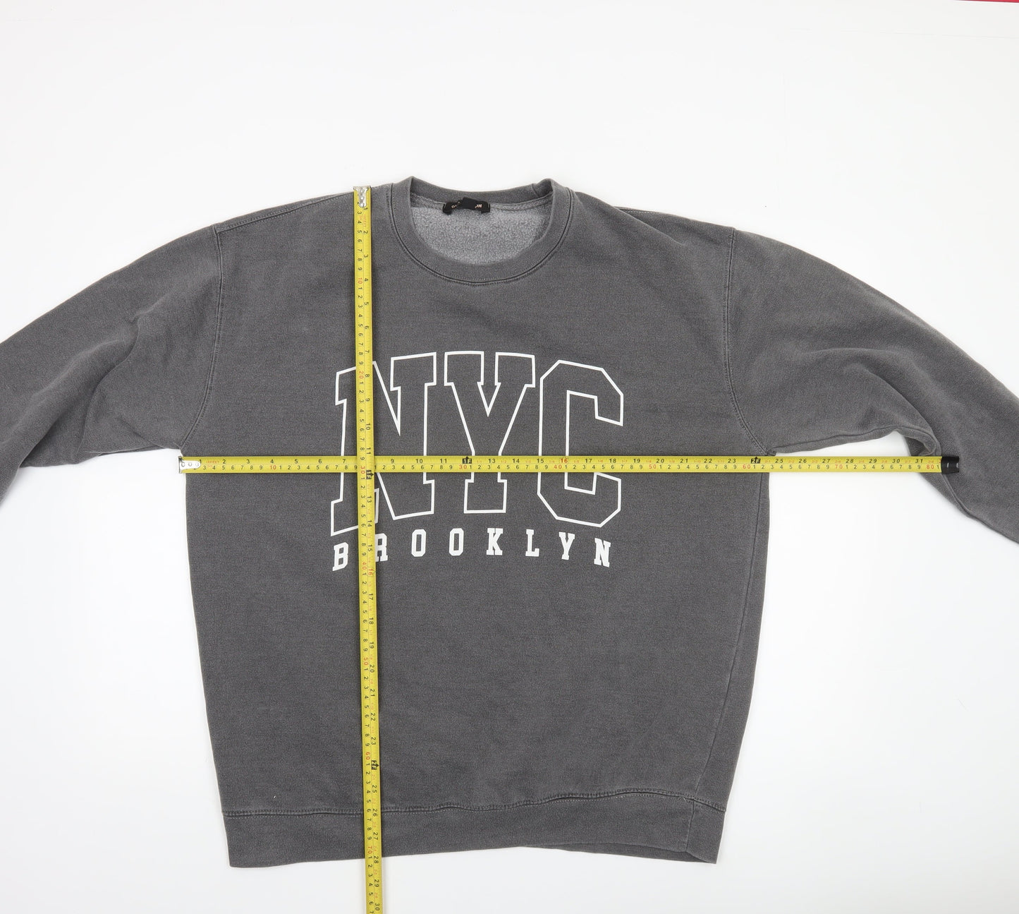 Mens UK Size L QED London Grey Pullover Sweatshirt