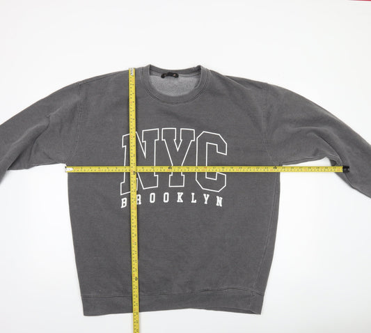 Mens UK Size L QED London Grey Pullover Sweatshirt