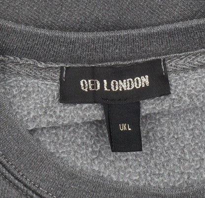 Mens UK Size L QED London Grey Pullover Sweatshirt