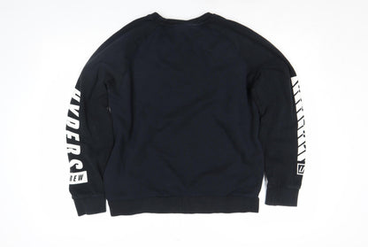 Li-Ning Boys Black Pullover Sweatshirt L Graphic Sports Logo Crew Neck