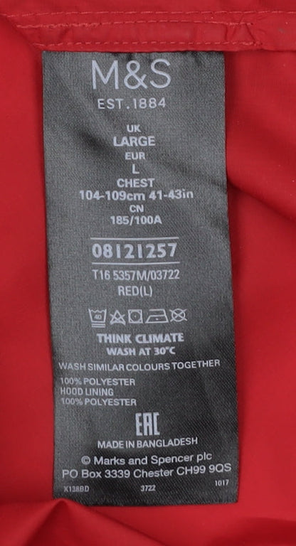 Marks and Spencer Men's Red Hooded Windbreaker Jacket L