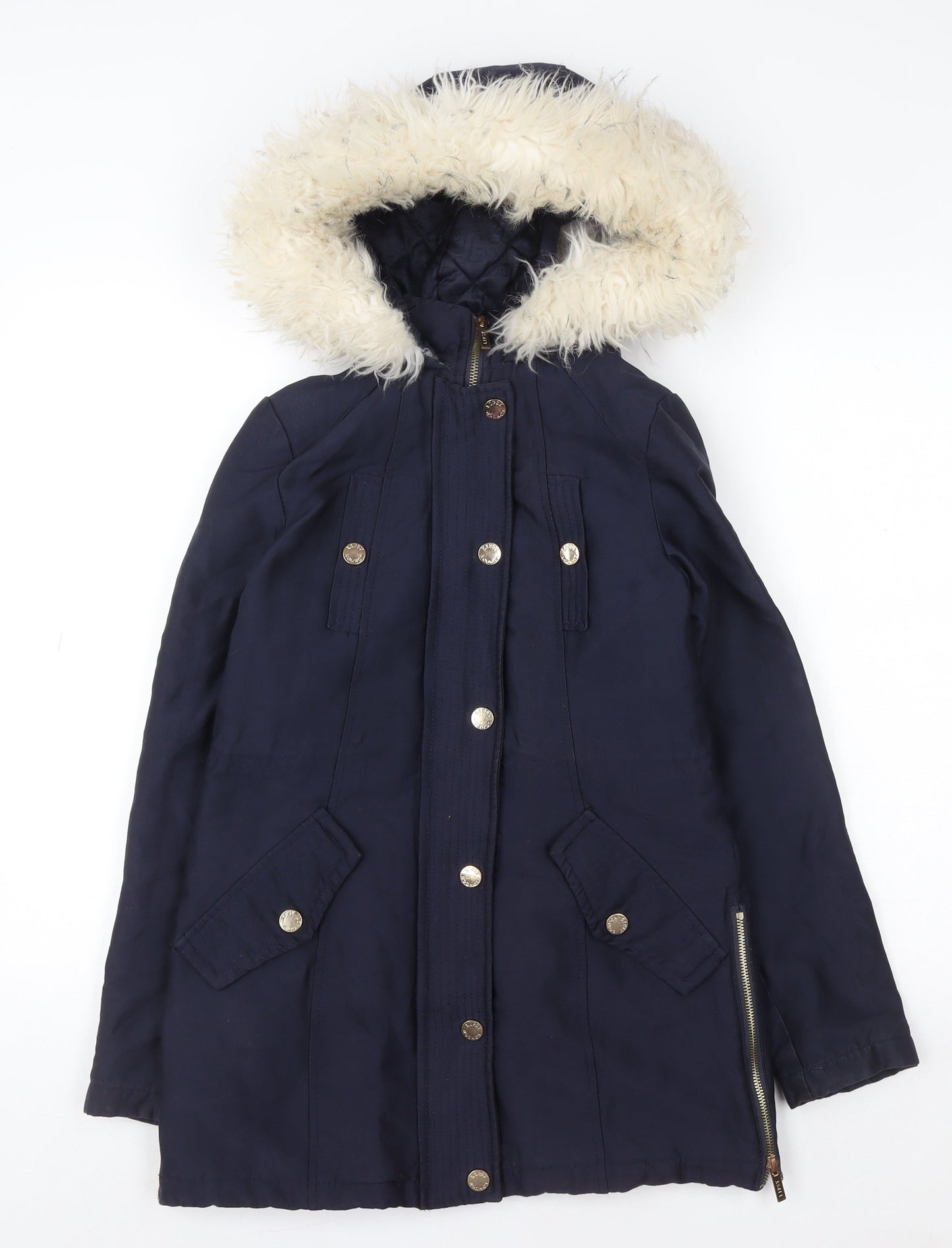 Womens UK Size 6 Lipsy London Blue Parka Coat