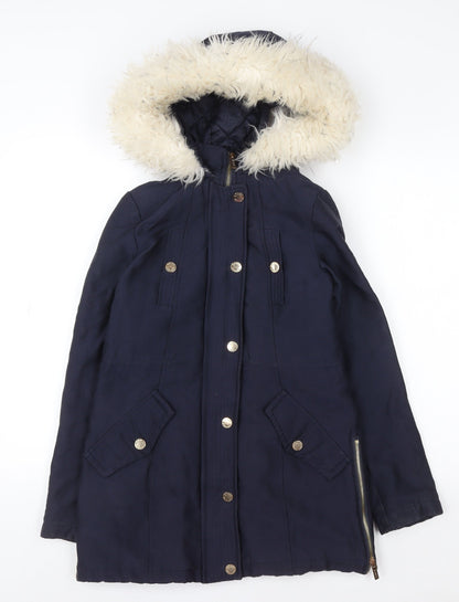 Womens UK Size 6 Lipsy London Blue Parka Coat