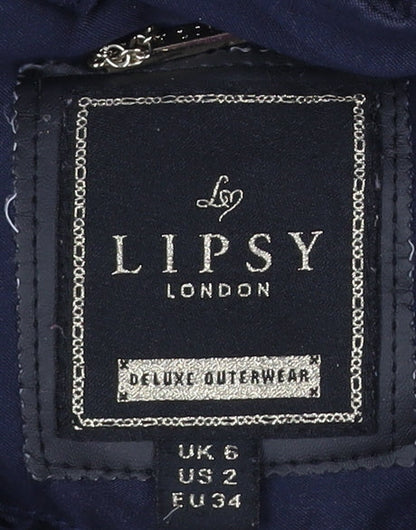Womens UK Size 6 Lipsy London Blue Parka Coat