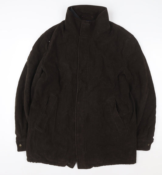 Mens UK Size L Racing Green Brown Overcoat