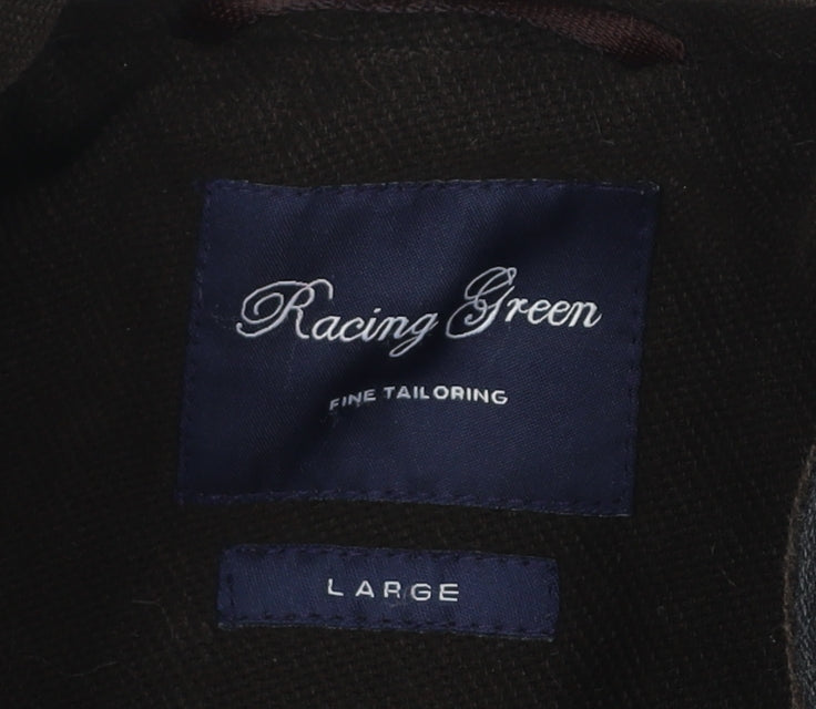 Mens UK Size L Racing Green Brown Overcoat