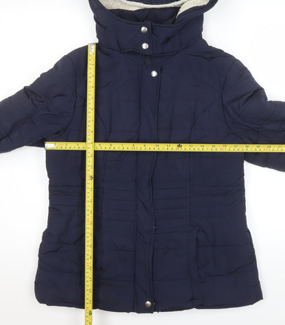 Jacqueline de Yong Women's Blue Size 10 Hooded Puffer Jacket