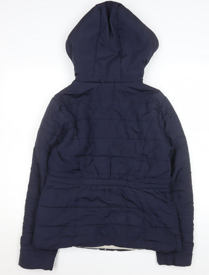 Jacqueline de Yong Women's Blue Size 10 Hooded Puffer Jacket