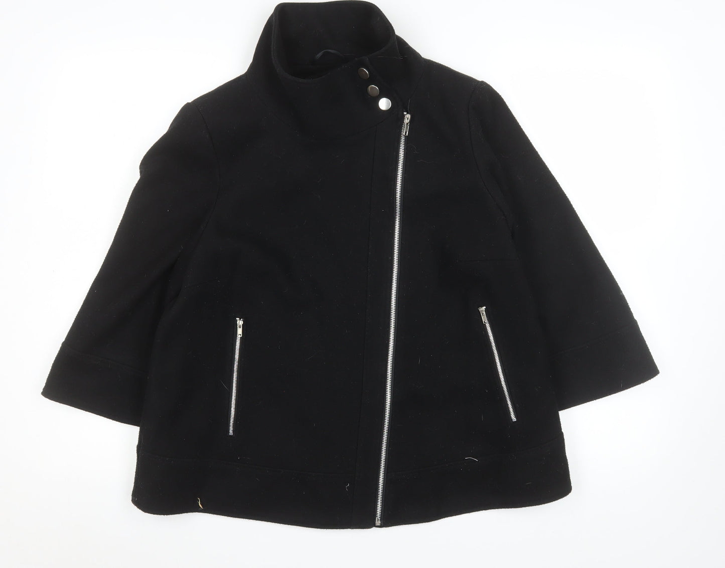 Womens UK Size 14 Be Beau Black Biker Coat