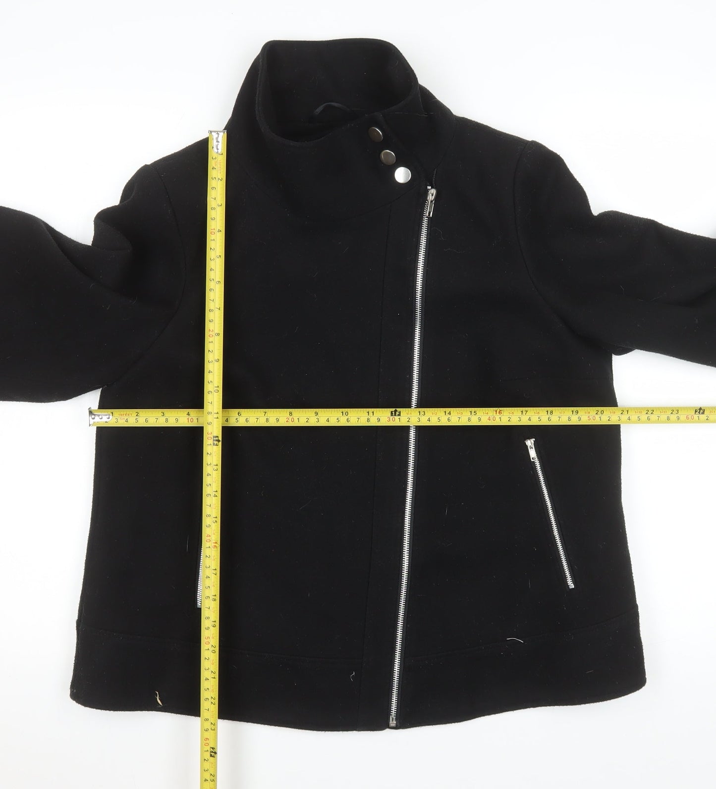 Womens UK Size 14 Be Beau Black Biker Coat