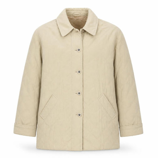 Front view of Eastex Beige Quilted Coat unisex adults, size 38, mid-length polyester