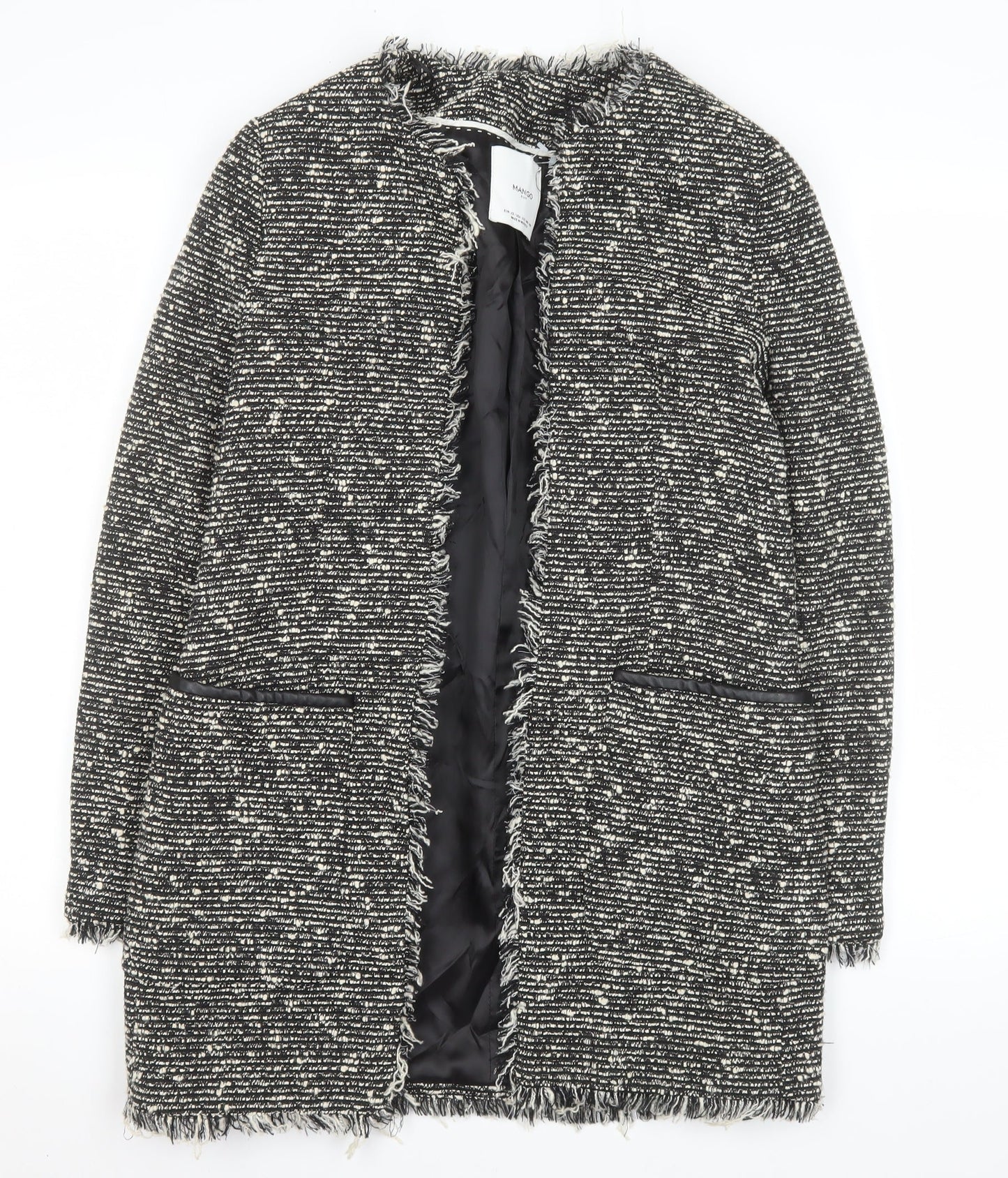 Womens UK Size XS Mango Black Overcoat