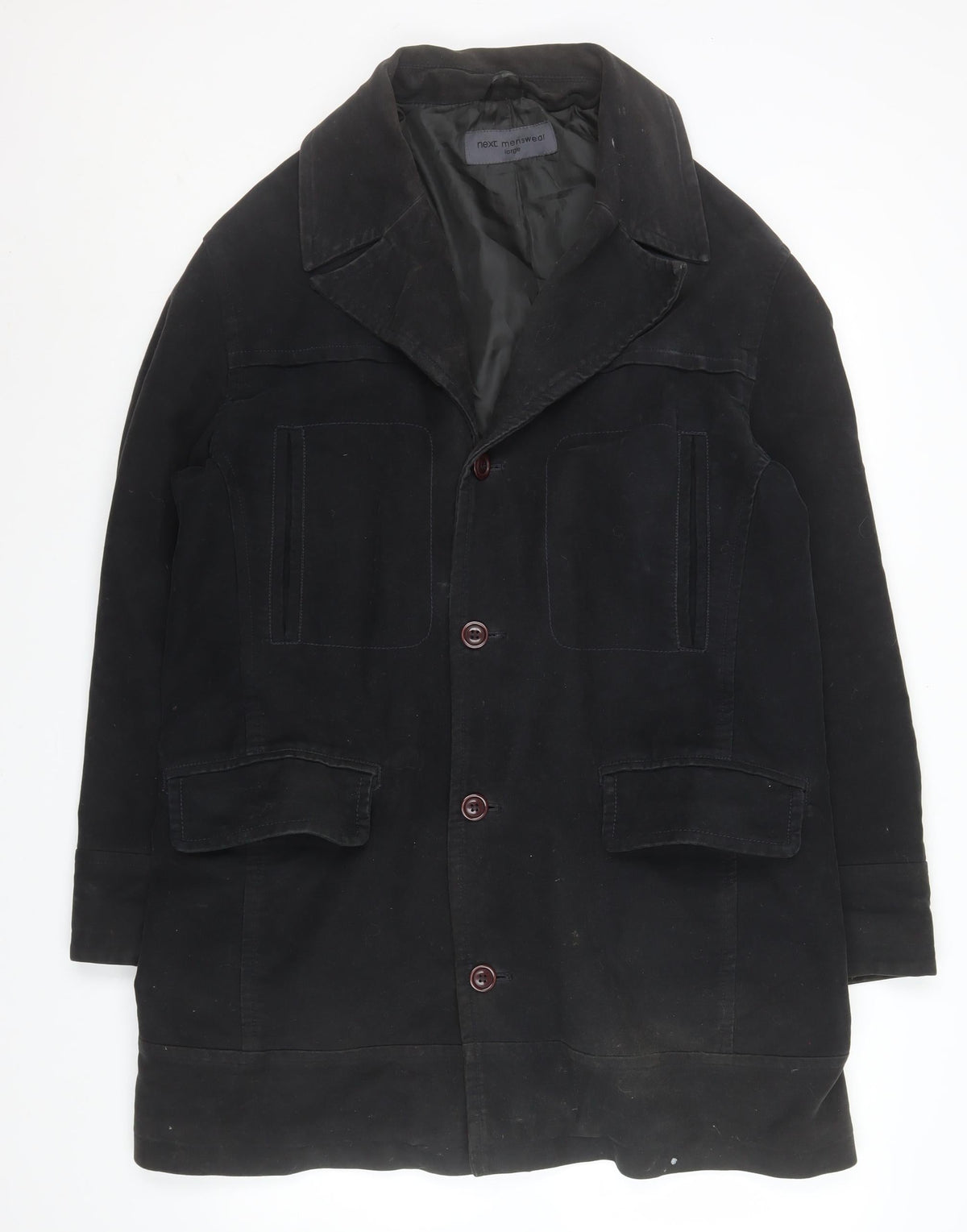 Mens UK Size L NEXT Black Overcoat