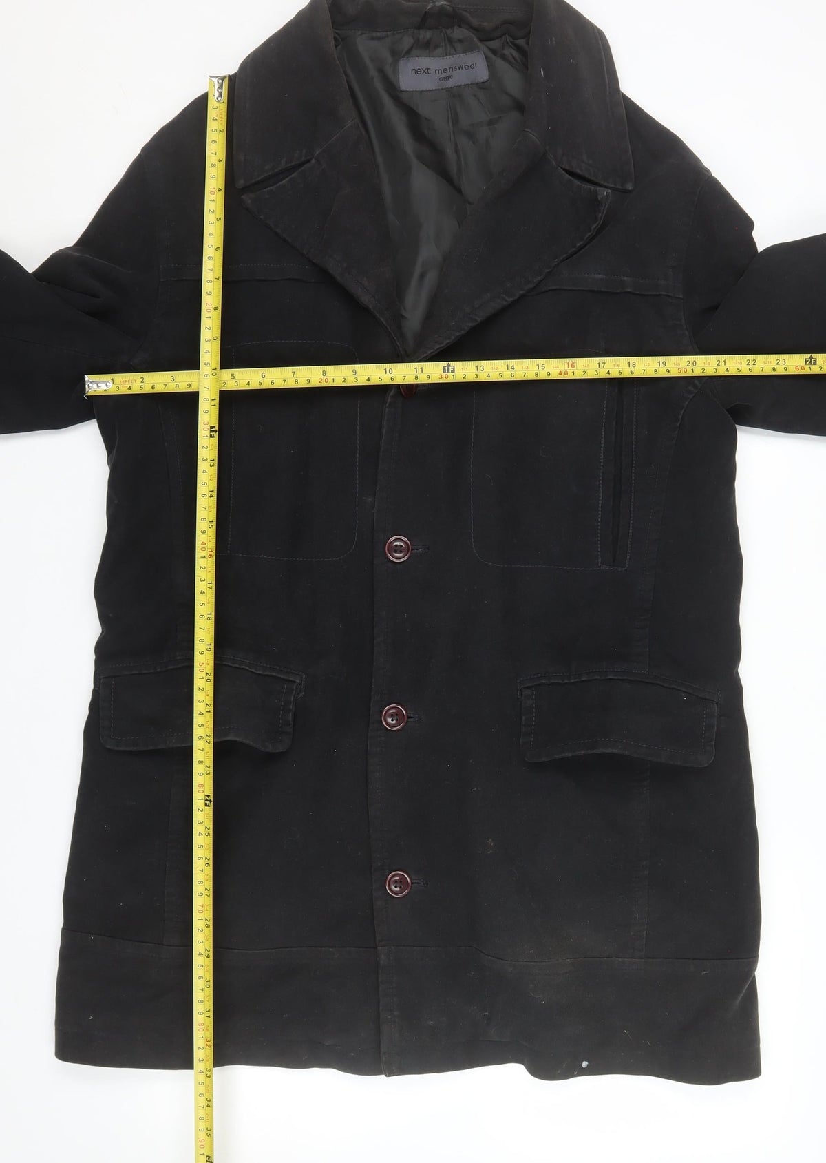 Mens UK Size L NEXT Black Overcoat
