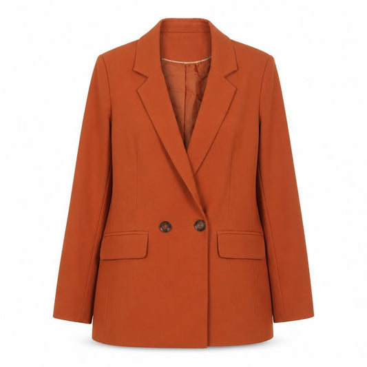 Front view of Miss Selfridge Women's Orange Double-Breasted Blazer UK 8