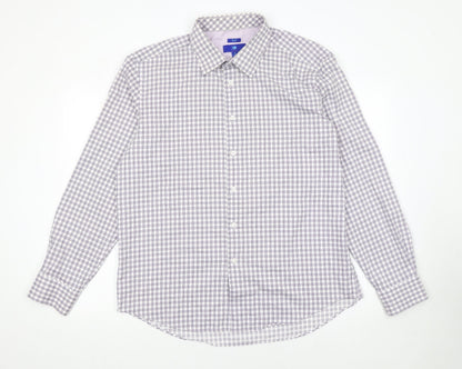 Egara Mens XL Purple Check Slim Fit Non-Iron Cotton Shirt