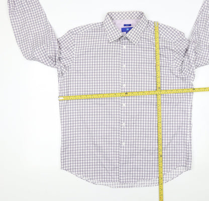 Egara Mens XL Purple Check Slim Fit Non-Iron Cotton Shirt