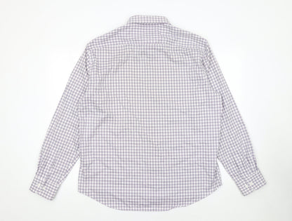 Egara Mens XL Purple Check Slim Fit Non-Iron Cotton Shirt