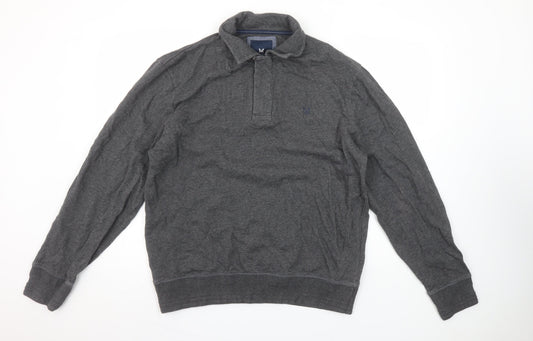 Mens UK Size L Crew Clothing Company Grey Henley Sweatshirt