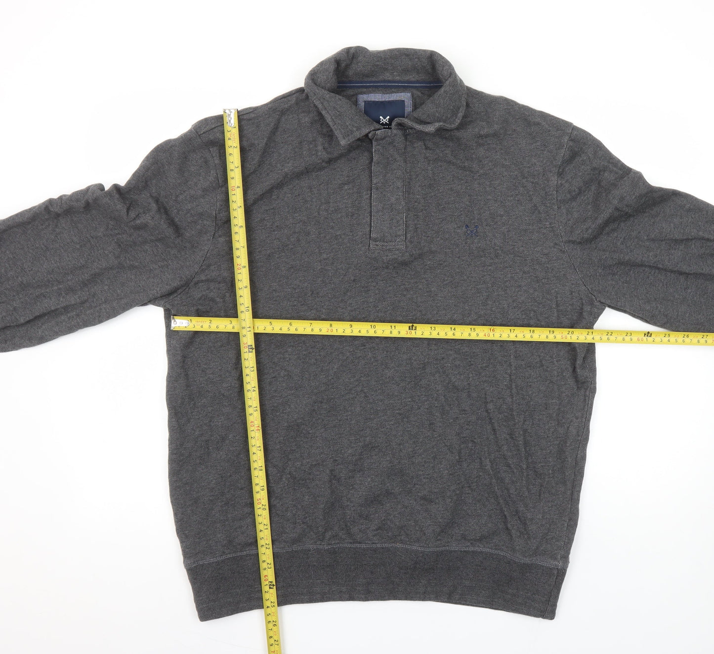 Mens UK Size L Crew Clothing Company Grey Henley Sweatshirt