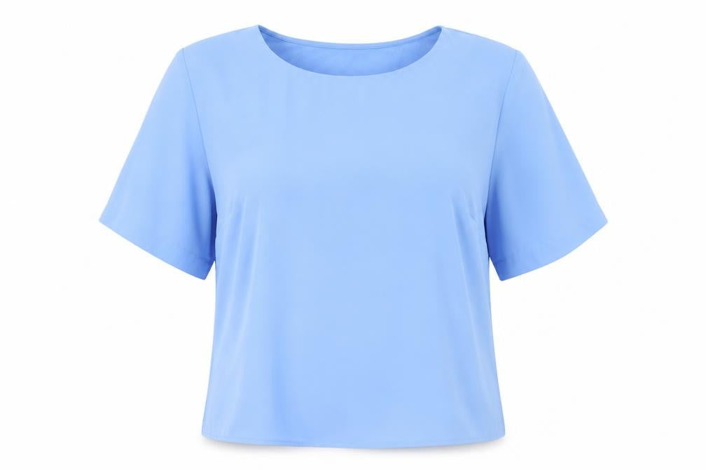Dunnes Women Light Blue Short Sleeve Polyester Blouse M