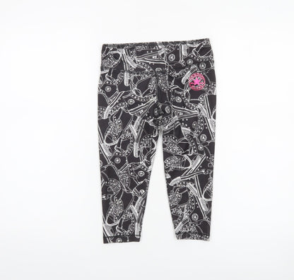 Converse Girls Black Graphic Ankle Leggings 8-10 Years Stretch Jersey