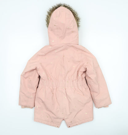 Joules Girls Pink Hooded Faux Fur Lined Parka Coat Age 8 Years