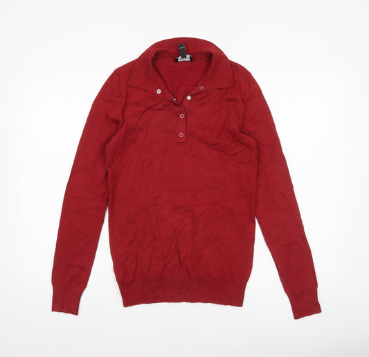 Womens UK Size XS Long Tall Sally Red Henley Jumper