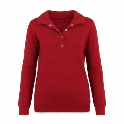 Front view of Long Tall Sally Women’s Red XS Henley Collar Knit Jumper