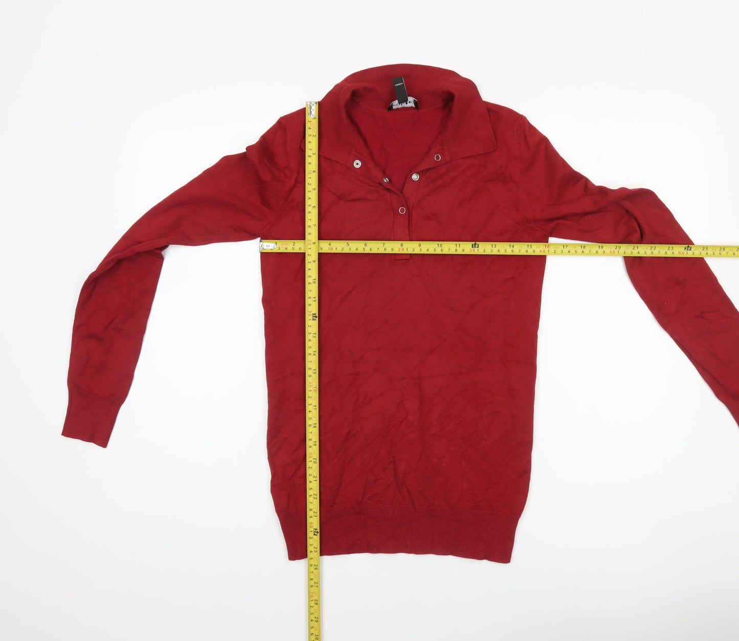 Womens UK Size XS Long Tall Sally Red Henley Jumper